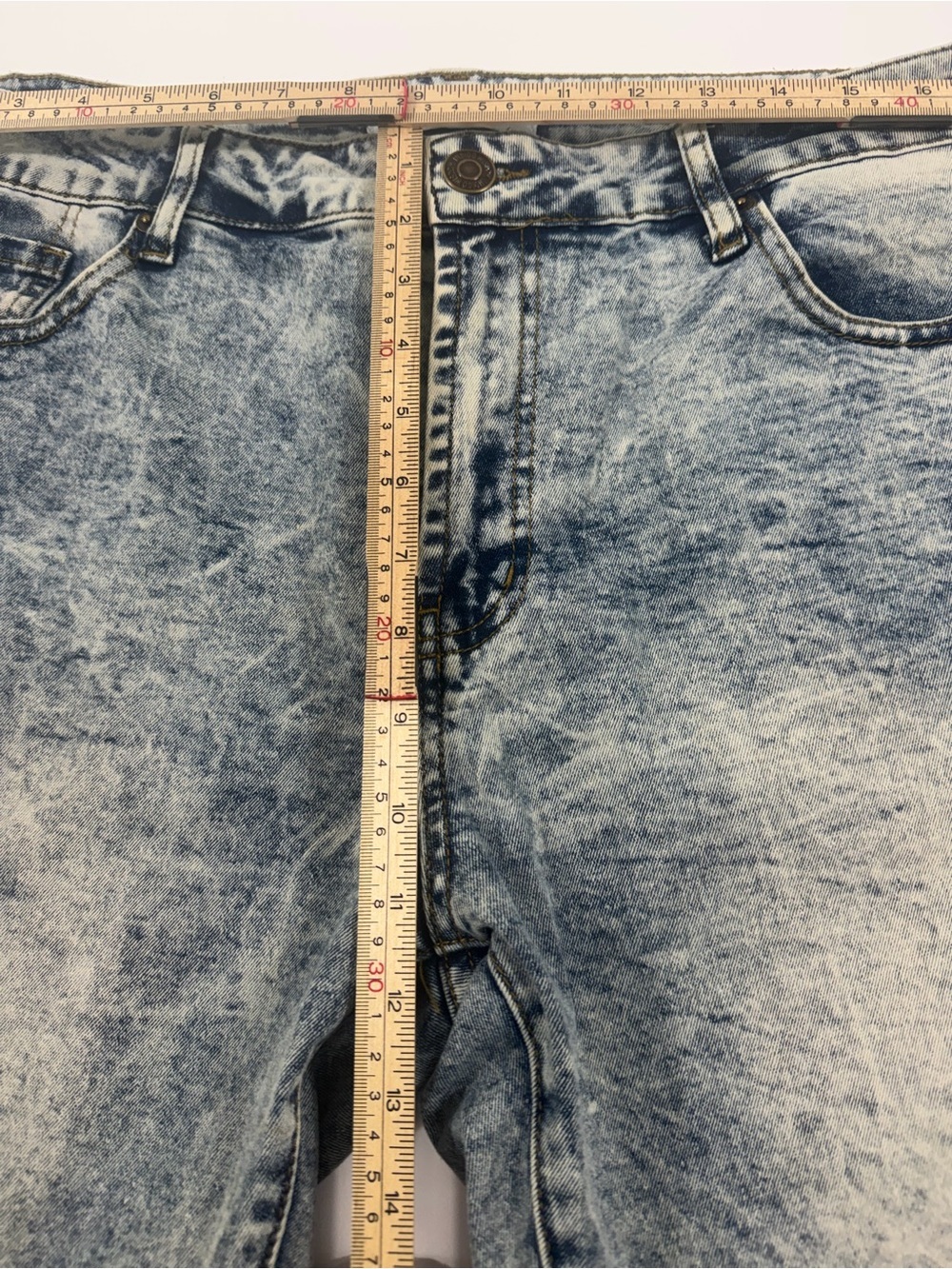 Men’s Acid Wash Straight Leg Jeans Size 36x30 Stretch Denim Indigo - Picture 4 of 9